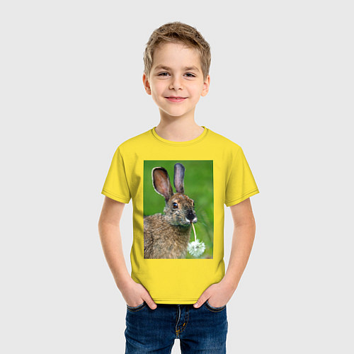 Детская футболка Зайчик с одуванчиком / Желтый – фото 3