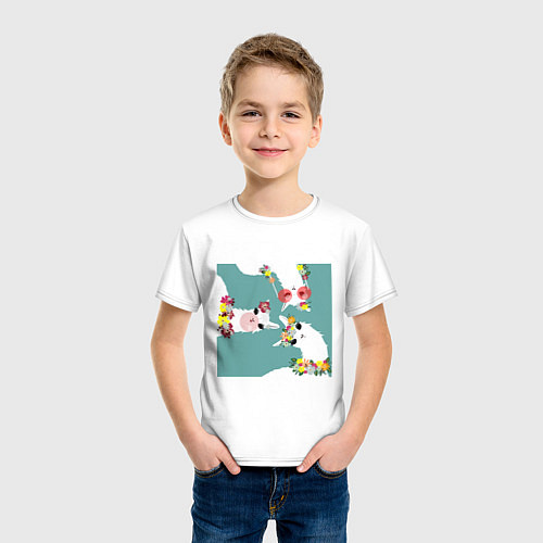 Детская футболка Три ламы с цветами / Белый – фото 3