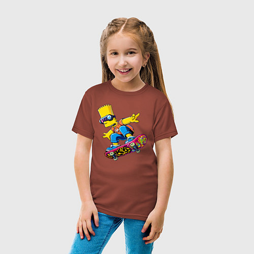 Детская футболка Bart Simpson on a skateboard - extreme / Кирпичный – фото 4