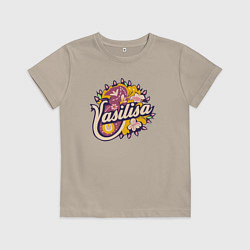 Футболка хлопковая детская Василиса цветы и круги, цвет: миндальный