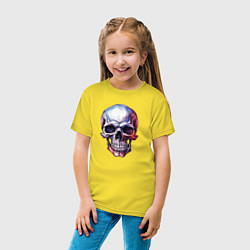 Футболка хлопковая детская Акварельный череп, цвет: желтый — фото 2