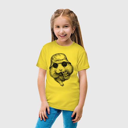 Детская футболка Хомяк в панаме / Желтый – фото 4