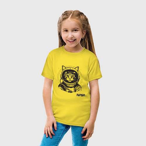 Детская футболка Кот - космонавт - nasa / Желтый – фото 4