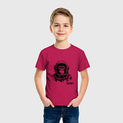 Футболка хлопковая детская Астронавт обезьяна nasa, цвет: маджента — фото 2