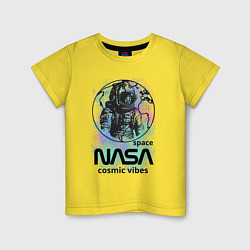 Футболка хлопковая детская Космонавт nasa, цвет: желтый