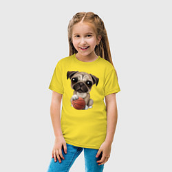 Футболка хлопковая детская Мопс баскетболист, цвет: желтый — фото 2