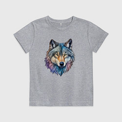 Футболка хлопковая детская Перламутровый волк, цвет: меланж