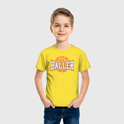 Футболка хлопковая детская Baller style, цвет: желтый — фото 2