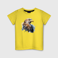 Футболка хлопковая детская Акварельный орел в брызгах краски, цвет: желтый