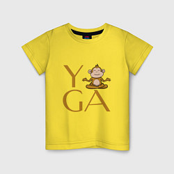 Футболка хлопковая детская Йога - обезьяна, цвет: желтый