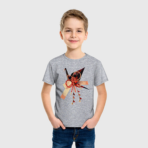Детская футболка Мидзухики: журавлик и бубенцы / Меланж – фото 3