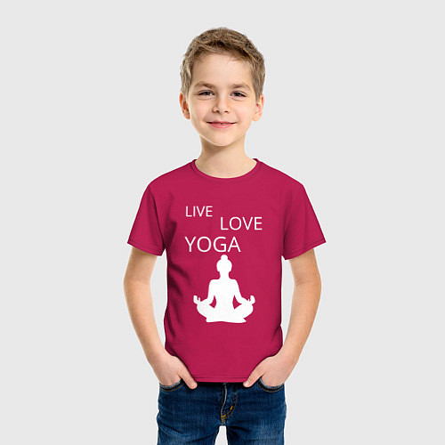 Детская футболка Йога - жизнь - любовь / Маджента – фото 3