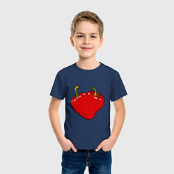 Футболка хлопковая детская Сердце из красных перцев как символ любви к еде, цвет: тёмно-синий — фото 2