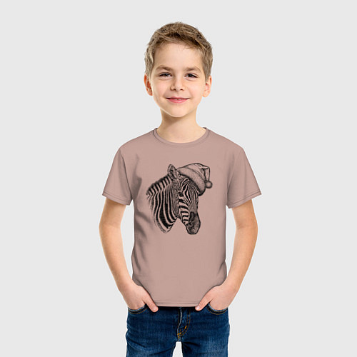 Детская футболка Новогодняя зебра / Пыльно-розовый – фото 3