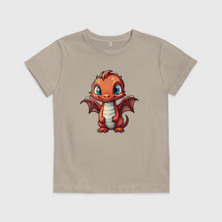 Футболка хлопковая детская Дракоша карминный шустрик, цвет: миндальный
