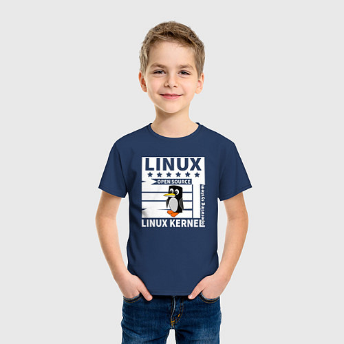Детская футболка Пингвин программист системы линукс / Тёмно-синий – фото 3