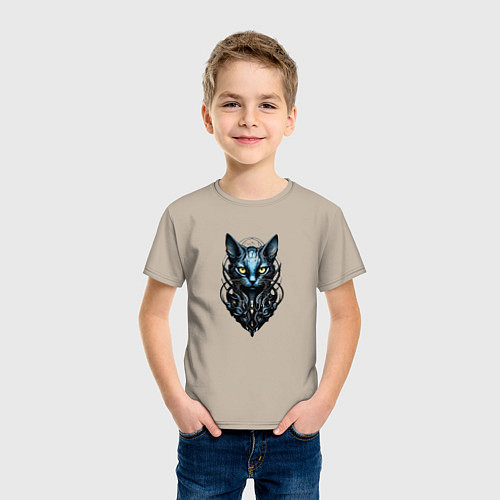 Детская футболка Техно кошка / Миндальный – фото 3