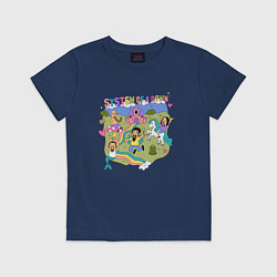 Футболка хлопковая детская System of a Down мультяшный стиль, цвет: тёмно-синий