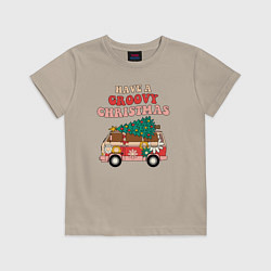 Футболка хлопковая детская Захватывающего Рождества, цвет: миндальный
