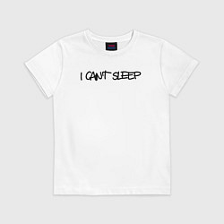 Футболка хлопковая детская I cant sleep, цвет: белый