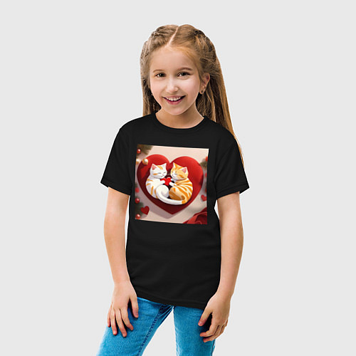 Детская футболка Котята с сердчком / Черный – фото 4
