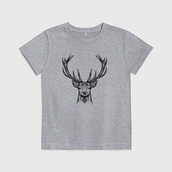 Футболка хлопковая детская Олень анфас, цвет: меланж