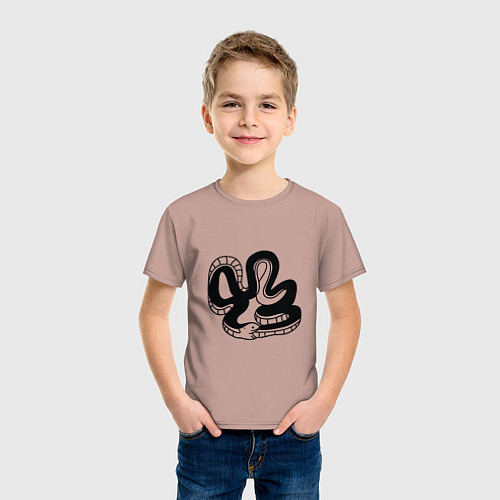 Детская футболка Змея уроборос / Пыльно-розовый – фото 3