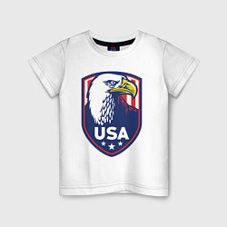 Футболка хлопковая детская Орёл США, цвет: белый