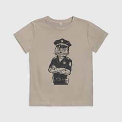 Футболка хлопковая детская Кот полицейский, цвет: миндальный