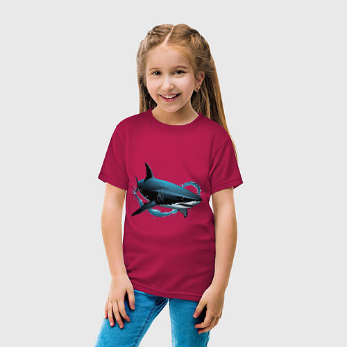 Детская футболка Акула портрет / Маджента – фото 4