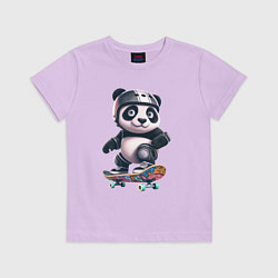 Футболка хлопковая детская Cool panda on a skateboard - extreme, цвет: лаванда
