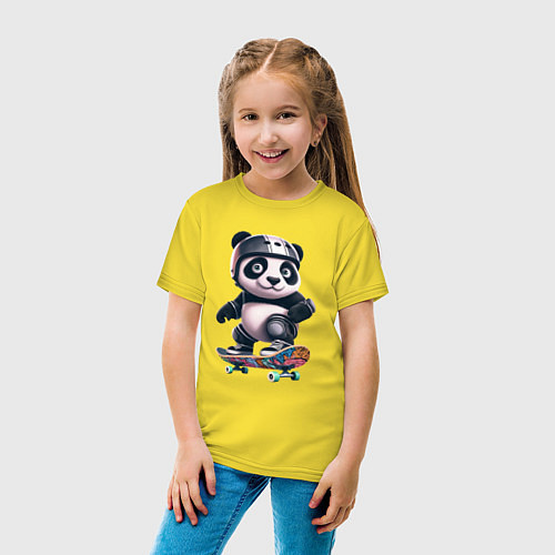 Детская футболка Cool panda on a skateboard - extreme / Желтый – фото 4