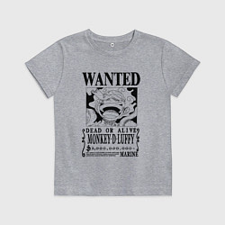 Футболка хлопковая детская Листовка Луффи 5 гир йонко One Piece, цвет: меланж