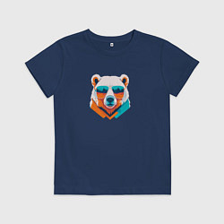 Футболка хлопковая детская Стильный полярный медведь, цвет: тёмно-синий