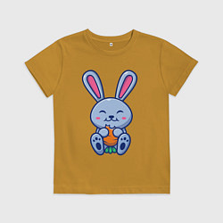 Футболка хлопковая детская Кролик ест морковку, цвет: горчичный