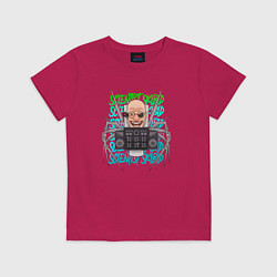 Футболка хлопковая детская Скибиди Туалет учёный, цвет: маджента