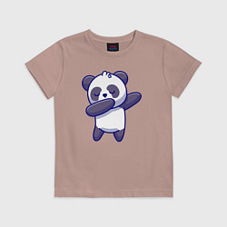 Футболка хлопковая детская Dabbing panda, цвет: пыльно-розовый