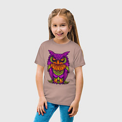 Футболка хлопковая детская Purple owl, цвет: пыльно-розовый — фото 2