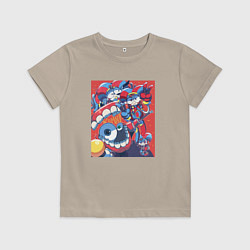 Футболка хлопковая детская Помни и Кейн Удивительный цифровой цирк, цвет: миндальный