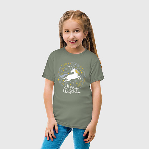 Детская футболка Unicorn christmas / Авокадо – фото 4
