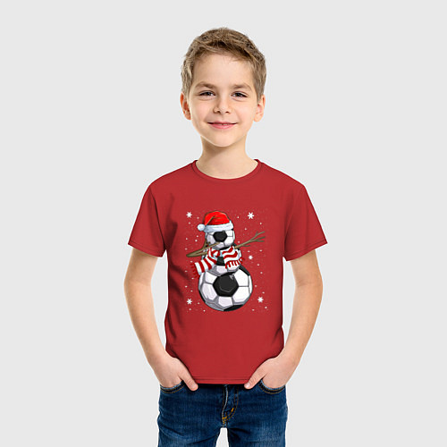 Детская футболка Soccer snowman / Красный – фото 3