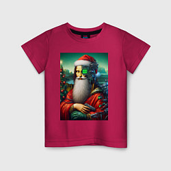 Футболка хлопковая детская Mona Lisa in Santa costume - cyberpunk, цвет: маджента