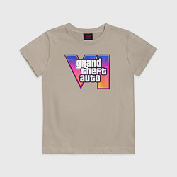 Футболка хлопковая детская GTA 6 logo, цвет: миндальный