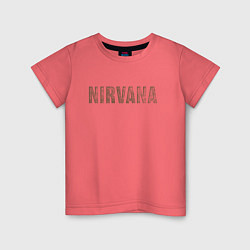 Футболка хлопковая детская Nirvana grunge text, цвет: коралловый