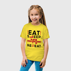 Футболка хлопковая детская Надпись: eat sleep GTA6 repeat, цвет: желтый — фото 2