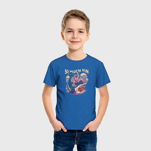 Детская футболка Акула и космонавт / Синий – фото 3