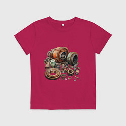 Футболка хлопковая детская Ржавые шестеренки, цвет: маджента
