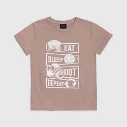 Футболка хлопковая детская Еда сон фото, цвет: пыльно-розовый