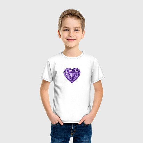 Детская футболка Фиолетовое алмазное сердце / Белый – фото 3