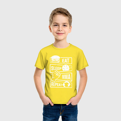 Детская футболка Еда сон mma / Желтый – фото 3